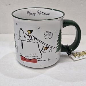 Peanuts Snoopy Woodstock "Happy Holidays"  21 oz Mug NWT 2025 Ski Lift Doghouse